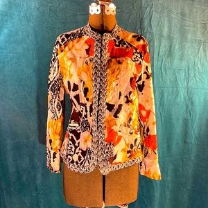 Chico’s women’s blazer with eye hook clasps. Multi-colored. Size 0 (more like 6)